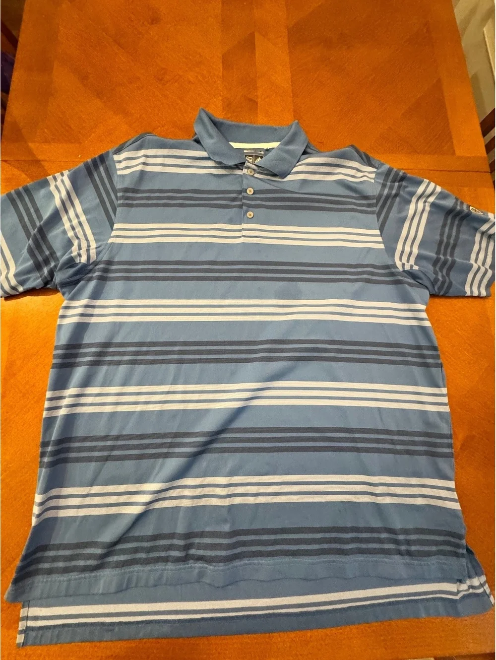 Adidas Slim Cool Blue Striped Polo Shirt XXL 647